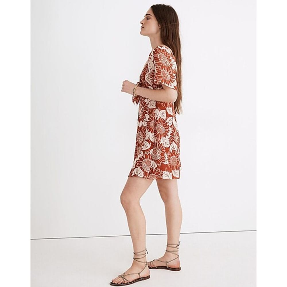 Madewell‎ Womens Silk Tie Front Mini Dress Sunflower Season Multicolor Size 0 - Picture 3 of 9